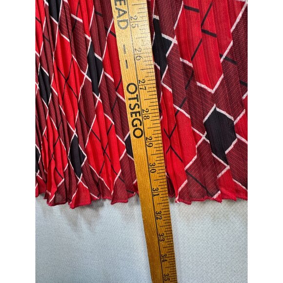 Cathy Daniels Women's Pleated Skirt Elastic Waist Lined Stretch Plaid Size M Red - Picture 5 of 11